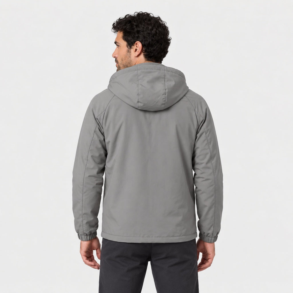 Men's Hooded Windbreaker in Grey | Troutbeck – back view
