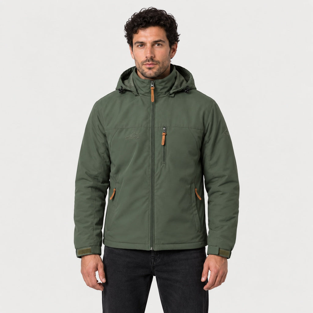 Men's Hooded Windbreaker in Green | Troutbeck – front view
