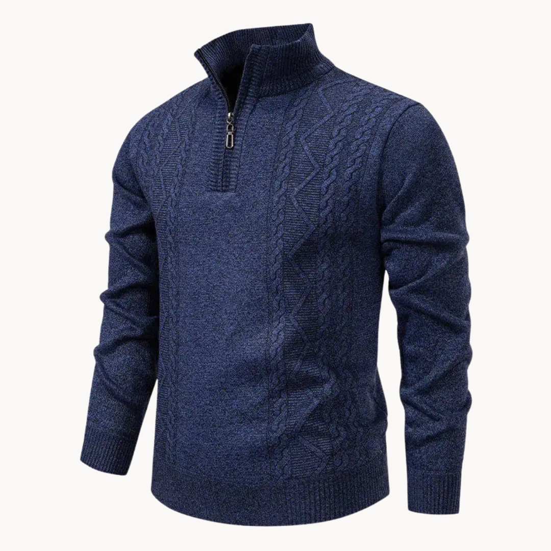 Men's Cable Textured Zip-Up Jumper | Stratton
