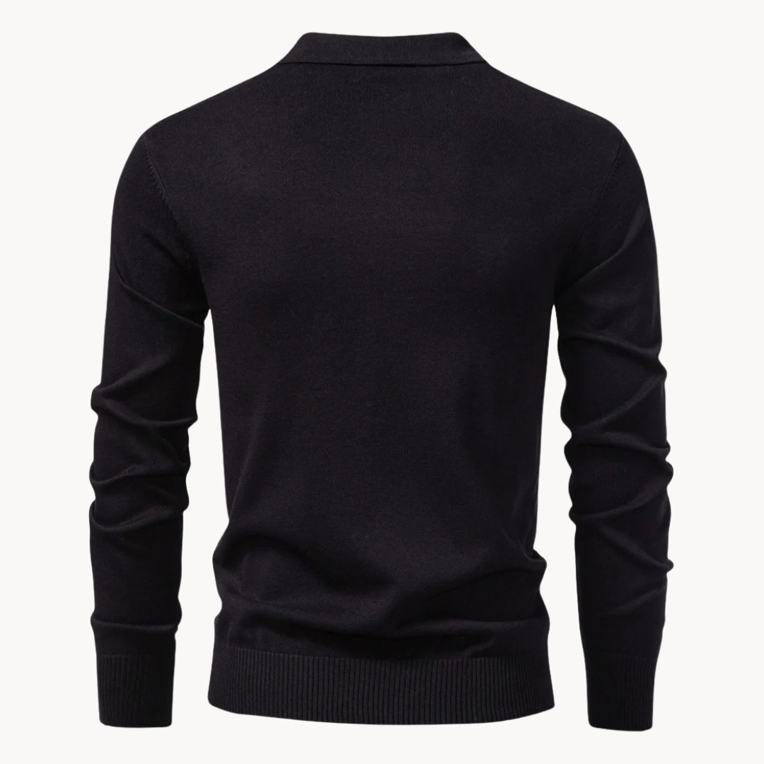 Men's Ribbed Knit Zip-Up Polo Jumper | Eldridge