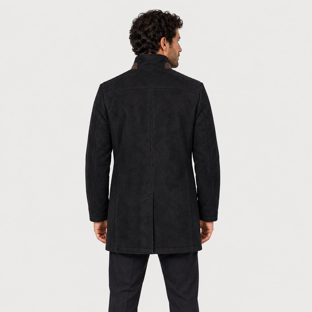 Men's suede-look car coat in Black | Uffculme – back view