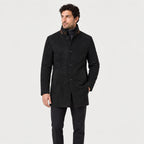 Men's suede-look car coat in Black | Uffculme – front view