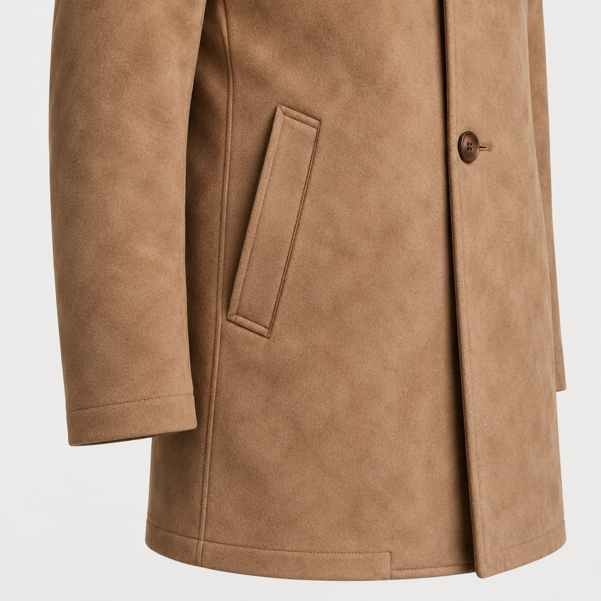 Men's suede-look car coat in Camel | Uffculme – detail view