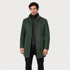 Men's suede-look car coat in Forest Green | Uffculme – front view
