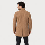 Men's suede-look car coat in Camel | Uffculme – back view