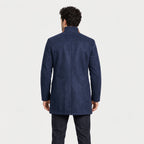Men's suede-look car coat in Navy | Uffculme – back view