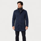 Men's suede-look car coat in Navy | Uffculme – front view