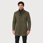 Men's suede-look car coat in Olive | Uffculme – front view