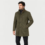 Men's suede-look car coat in Olive | Uffculme – side view