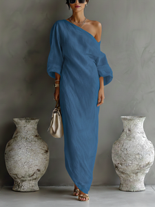 Aurora | Ivory One-Shoulder Flowing Maxi Dress