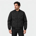 Men's quilted bomber jacket in Black | Orleton – front view