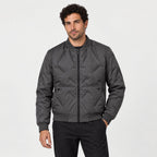 Men's quilted bomber jacket in Charcoal | Orleton – front view