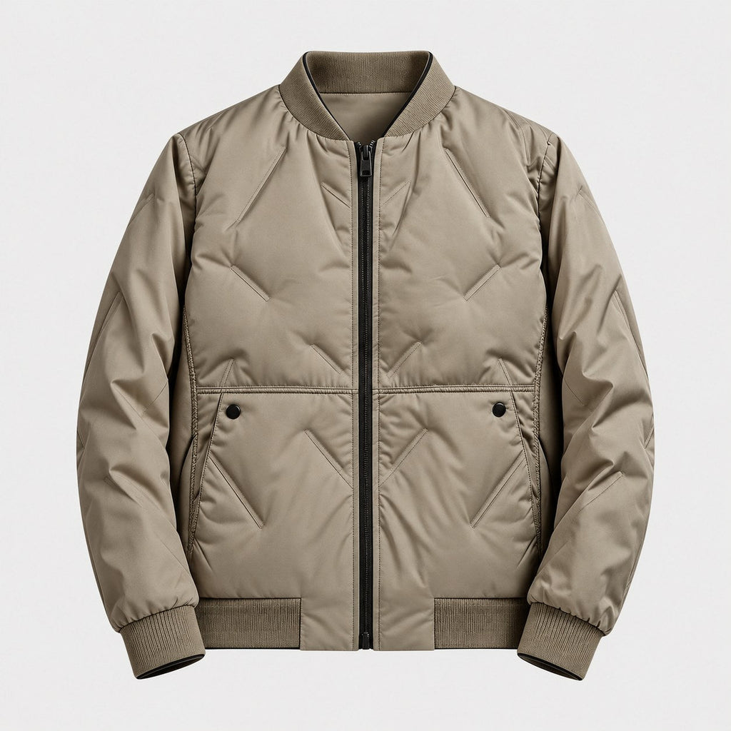 Men's quilted bomber jacket in Khaki | Orleton – front view