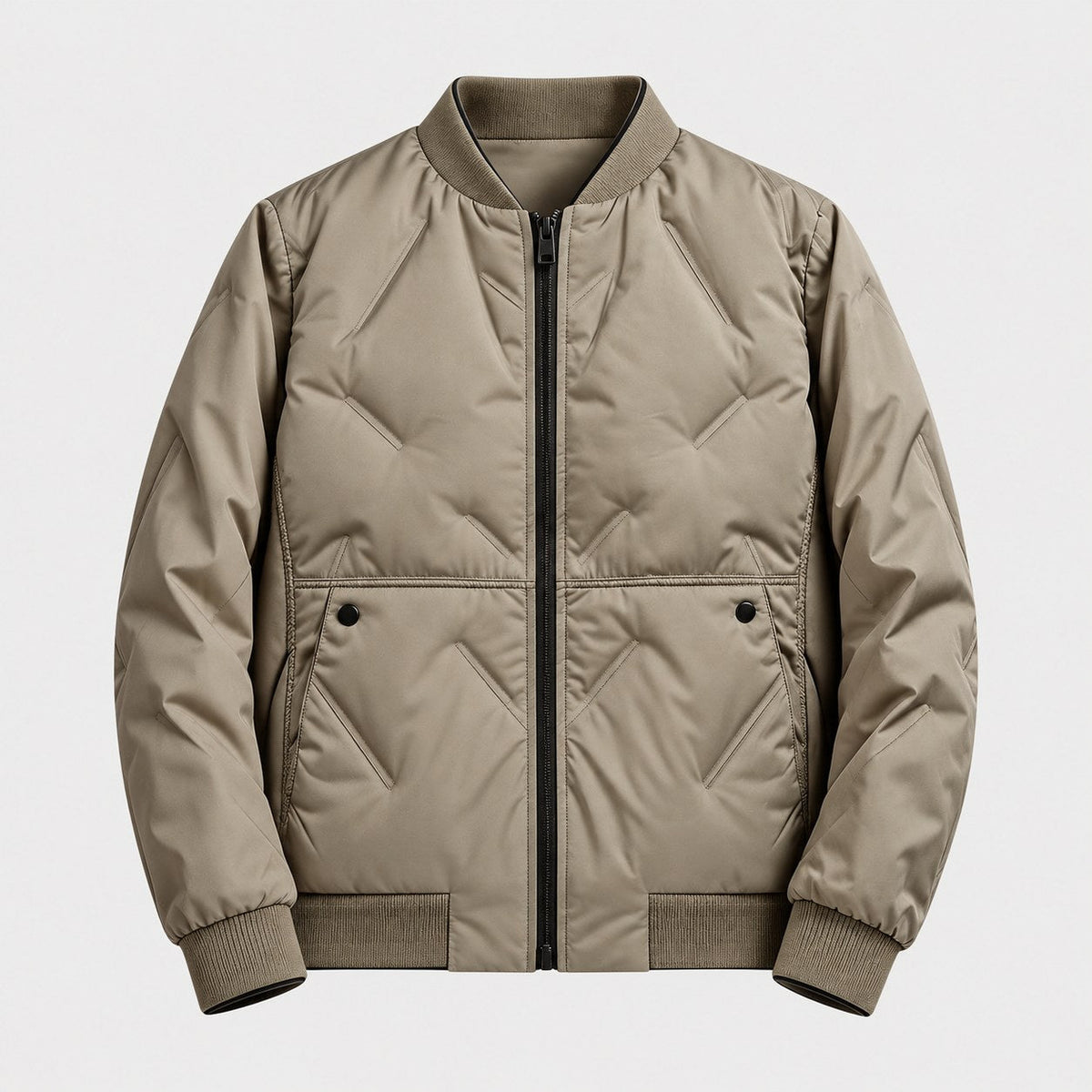 Men's quilted bomber jacket in Khaki | Orleton – front view