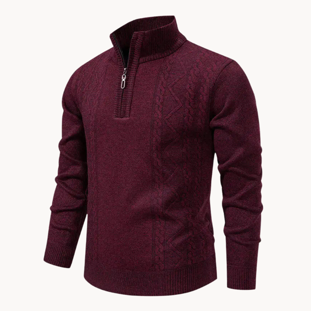 Men's Cable Textured Zip-Up Jumper | Stratton