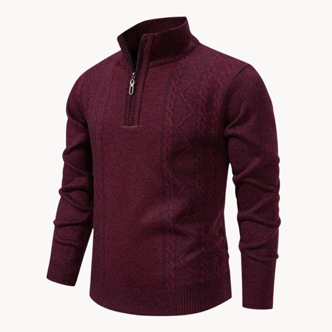Men's Cable Textured Zip-Up Jumper | Stratton