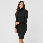 Women's rib knit jumper and skirt set in Black | Duddington – side view