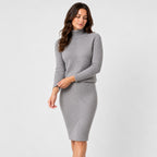 Women's rib knit jumper and skirt set in Grey | Duddington – side view