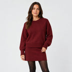 Women's jumper and mini skirt set in Burgundy | Blisland – front view