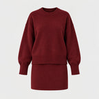 Women's jumper and mini skirt set in Burgundy | Blisland – front view