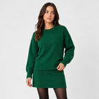 Women's jumper and mini skirt set in Forest Green | Blisland – front view