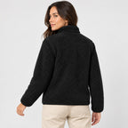 Women's sherpa fleece jacket in Black | Lurgashall – back view