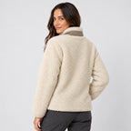 Women's sherpa fleece jacket in Cream & Taupe | Lurgashall – back view
