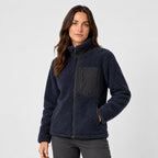 Women's sherpa fleece jacket in Navy | Lurgashall – side view