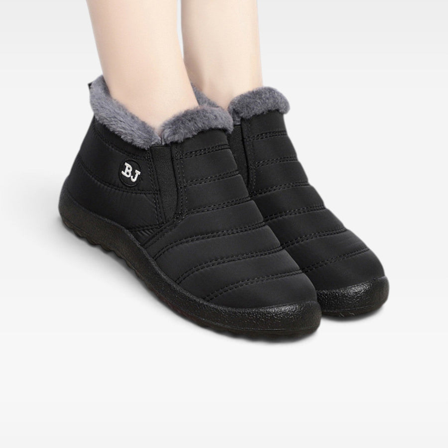Women's Waterproof Quilted Ankle Boots with Fur Lining — view 10