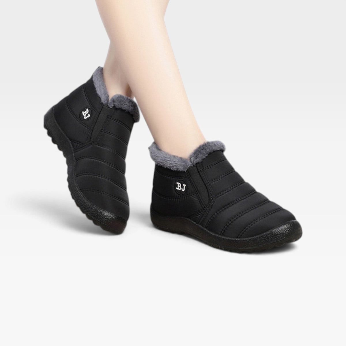 Women's Waterproof Quilted Ankle Boots with Fur Lining — view 11