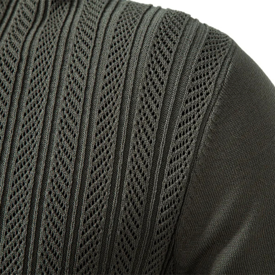 Men's Ribbed Knit Zip-Up Polo Jumper | Eldridge