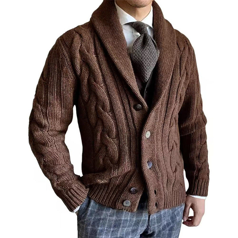 Men's Cable Knit Shawl Collar Cardigan | Fabian