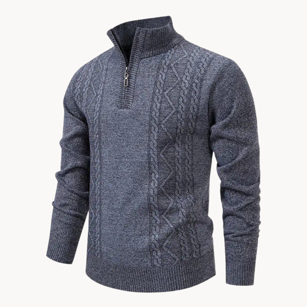 Men's Cable Textured Zip-Up Jumper | Stratton
