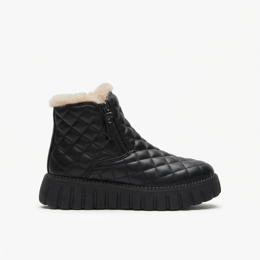 Women's Quilted Faux Fur-Lined Winter Ankle Boots