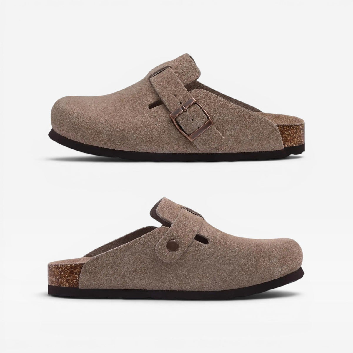 Women's Suede Clogs with Cork Sole — view 12