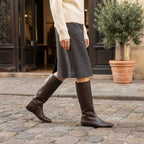 Women's Square Toe Knee High Boots with Hidden Lift
