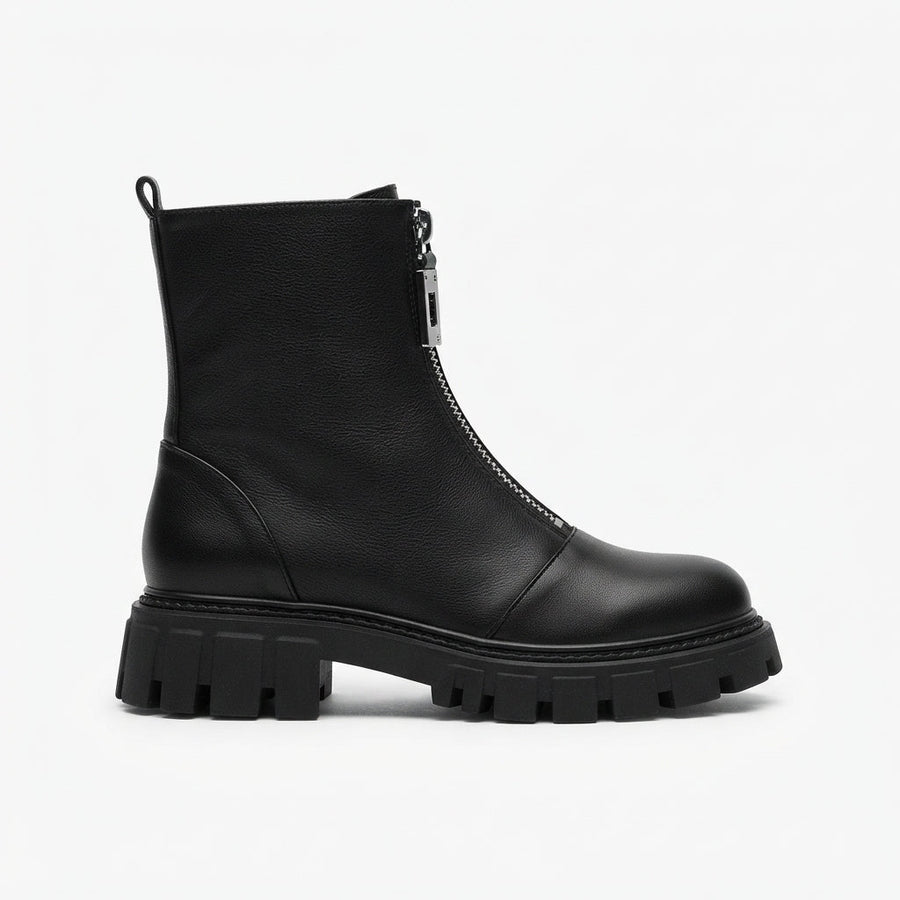 Bottines à plateforme chunky pour femme avec fermeture éclair sur le devant