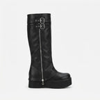 Bottes à plateforme pour femme jusqu'aux genoux avec double boucle