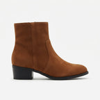 Women's Suede-Look Low Block Heel Ankle Boots with Zip