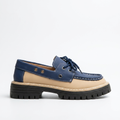 Women's Chunky Platform Lace-Up Loafers in Two-Tone