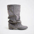 Women's Grey Suede Slouch Boots with Hidden Heel in Grey