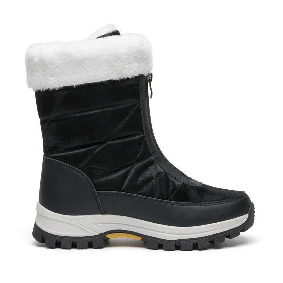 Women's Faux Fur Cuff Ankle Boots with Chunky Tread