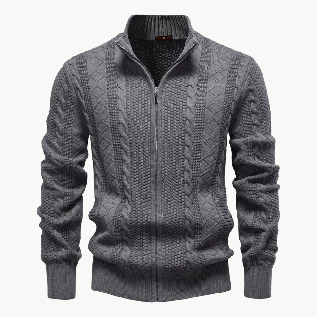 Men's Full-Zip Cable Knit Jumper | Northbridge