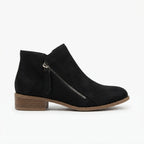 Women's Stacked Block Heel Ankle Boots with Side Zip
