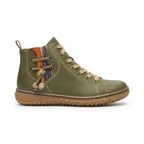 Women's Lined Lace-Up Combat Ankle Boots with Woven Panel