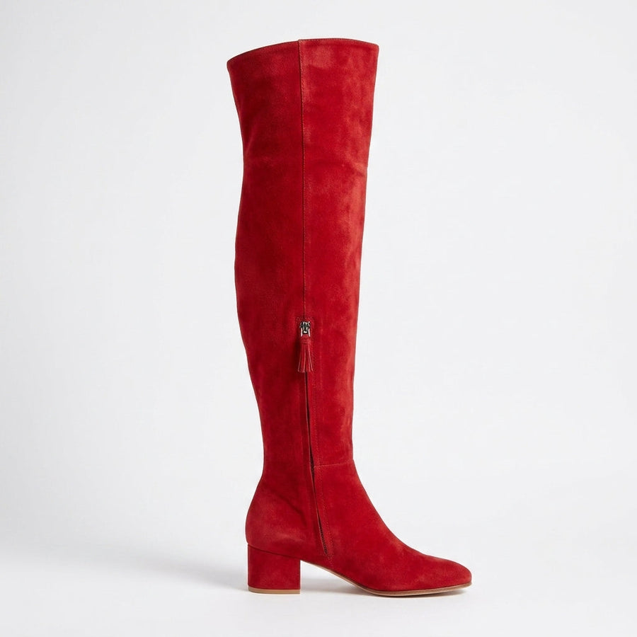 Women's Suede Over the Knee Boots with Sculpted Block Heel