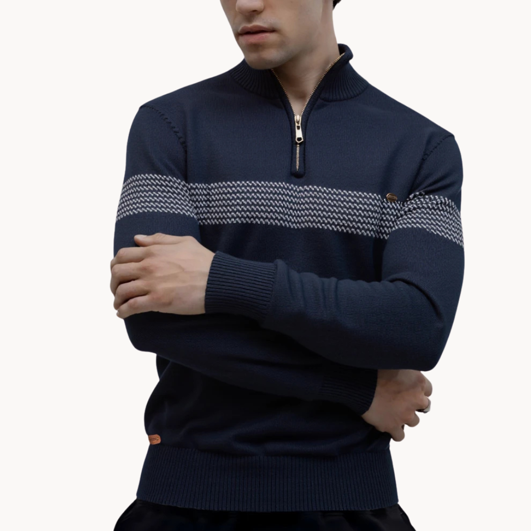 Men's Striped Quarter-Zip Jumper | Durham