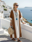 Calindra | Short Sleeve Color Block Relaxed Maxi Dress