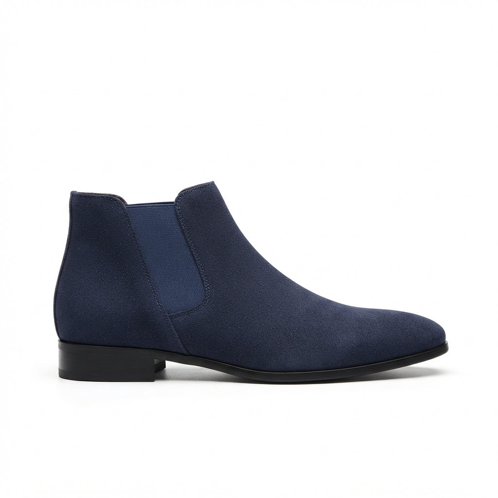 Men's Pointed Toe Suede Chelsea Boots, Cushioned Sole