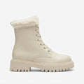 Women's Faux Fur-Lined High Lace-Up Combat Boots